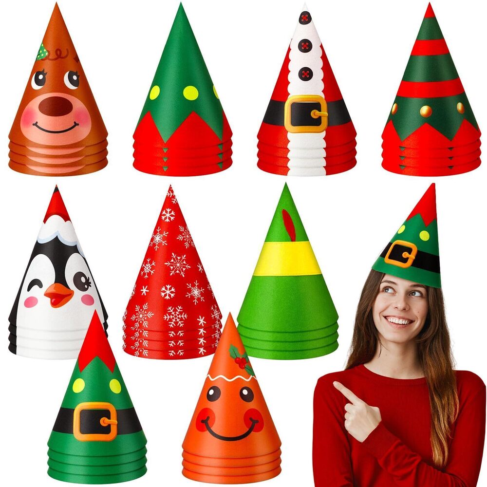 9143 36 Pcs Christmas Gnome Hats Felt Dwarf Cone Hats Elf Gnome Party Hat